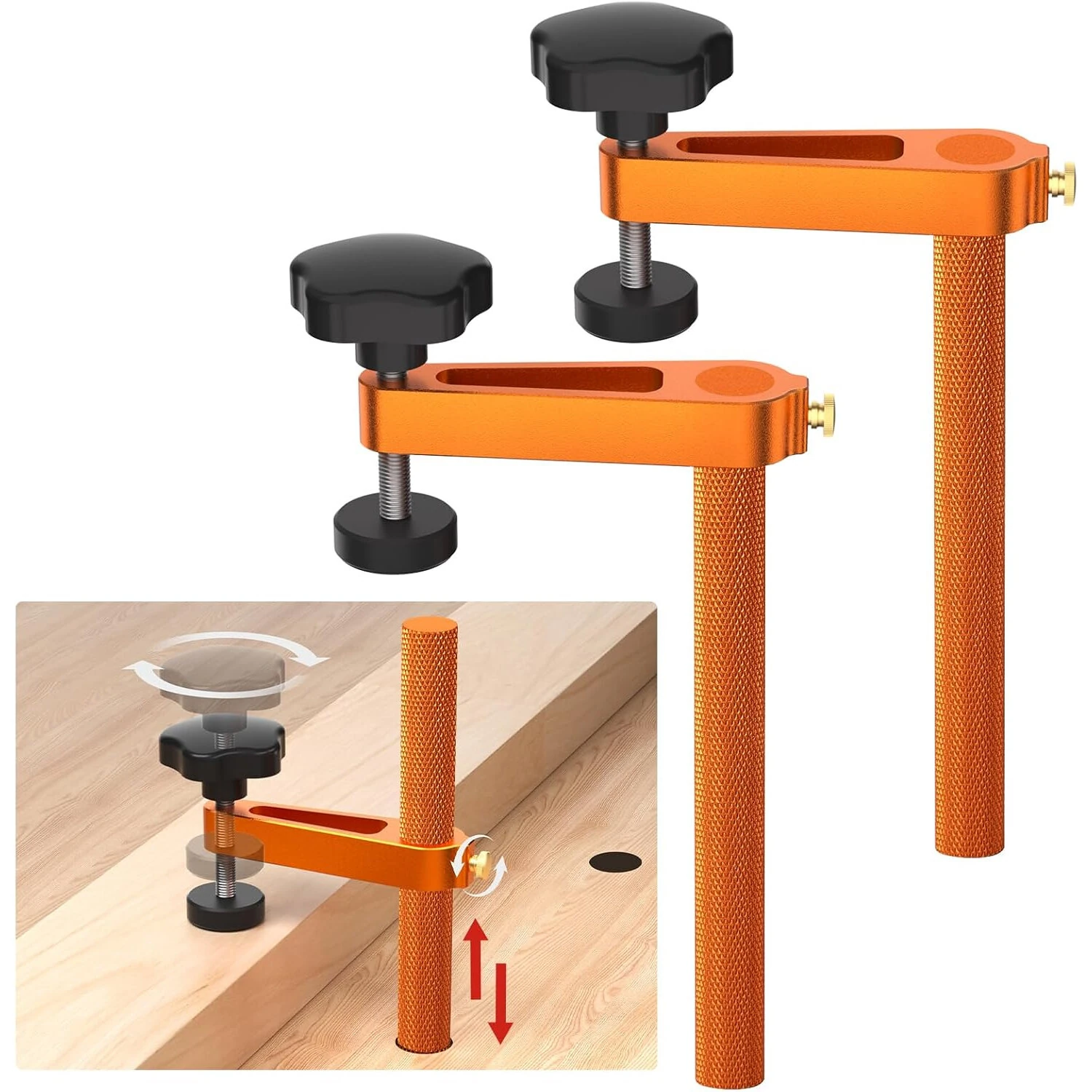 2PCS Adjustable MFT Bench Dog Clamps | 3/4 Inch CNC Aluminum Alloy | Woodworking Holdfast Tools