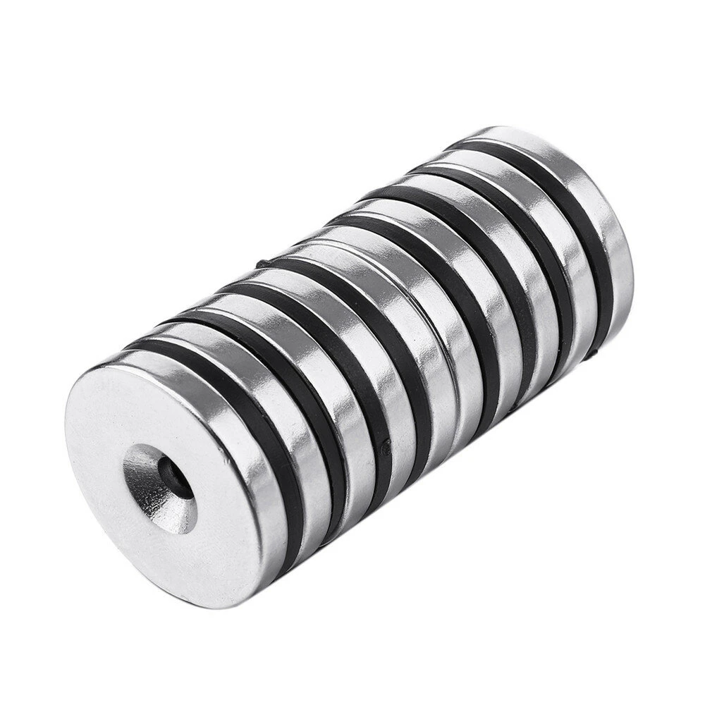 N35 Neodymium Magnets - 10Pcs 30x5mm Countersink Hole with Screws
