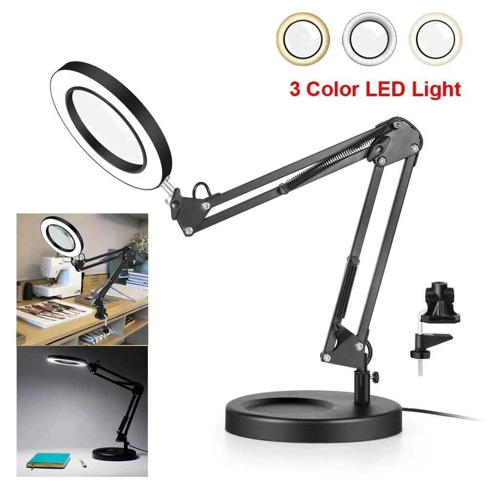 NEWACALOX 5X LED Magnifying Glass - Third Hand Soldering Tool with Desk Clamp | Work Lamp