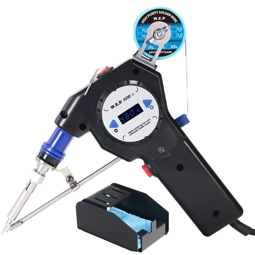 WEP 929D-II Digital Display Soldering Iron | One-Hand Operation & Auto Feed