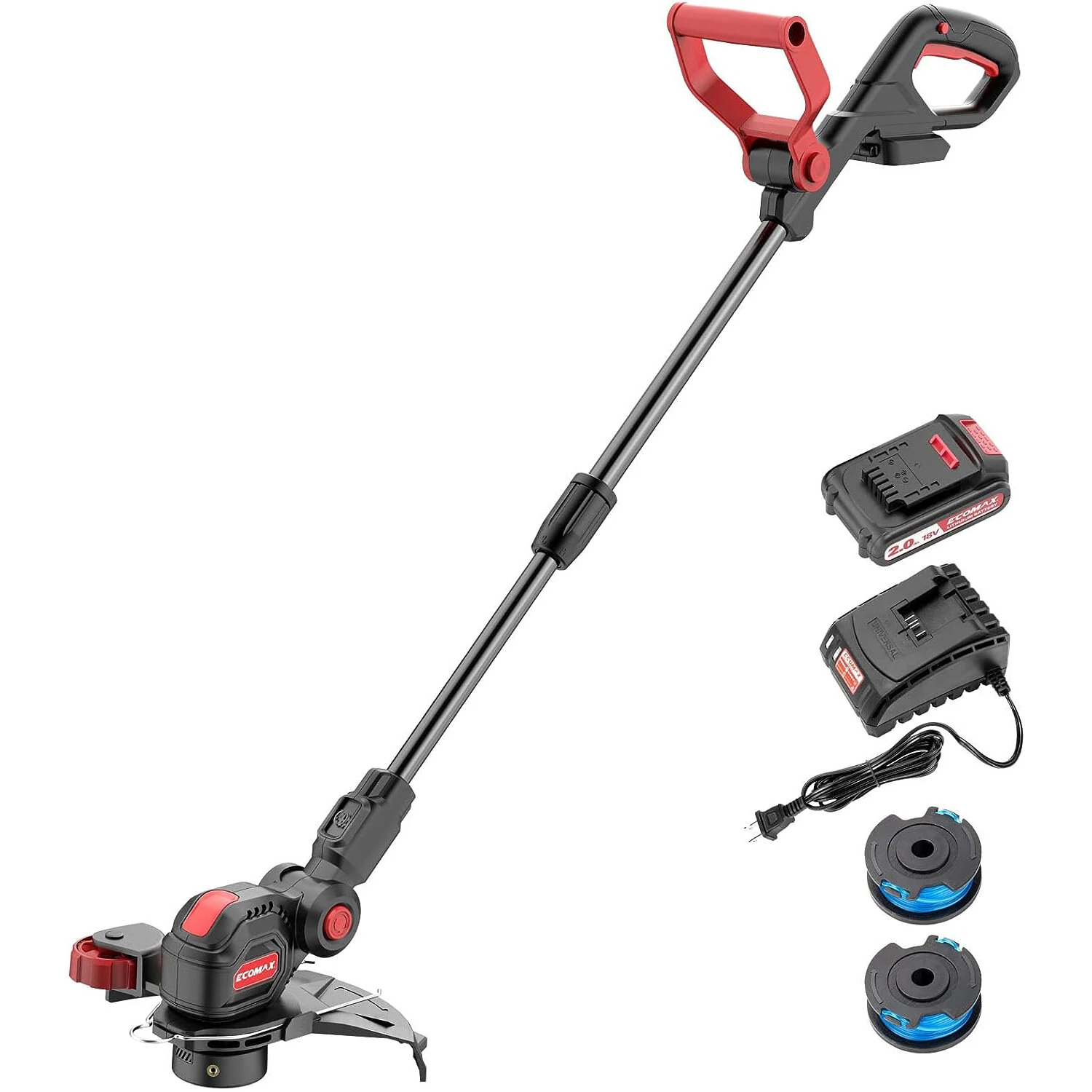 Ecomax 18V Cordless String Trimmer & Edger - 12 Weed Wacker with 2 Battery & Charger