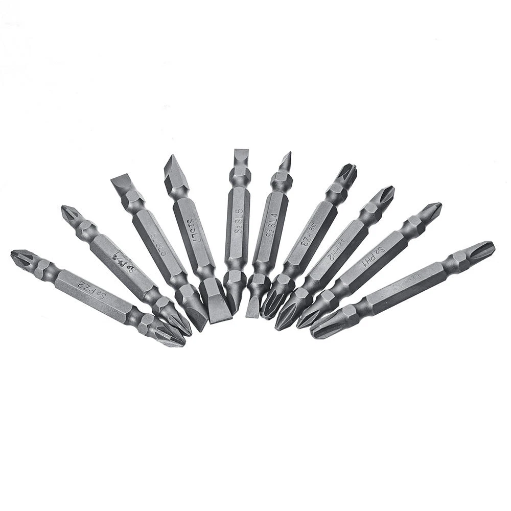 Drillpro 10pcs 65mm Magnetic Screwdriver Bit Set | 1/4 Inch Hex Shank PH/PZ/FL