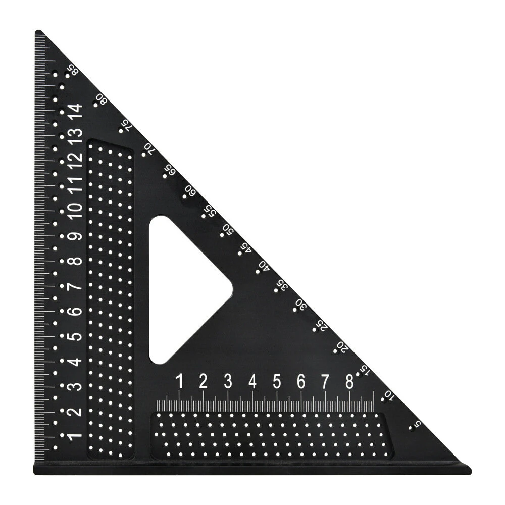 Aluminum Alloy 7 Inch Right Angle Ruler - Metric & Imperial Scale - Carpenter Square