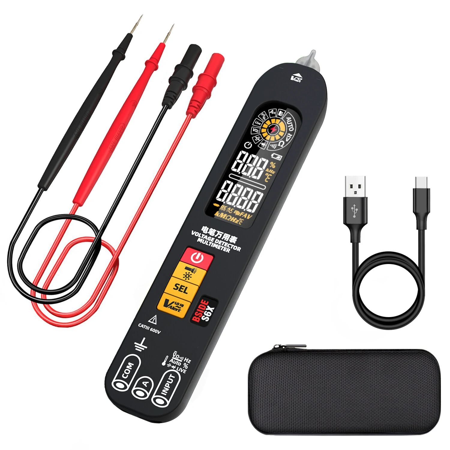 BSIDE S6X Multimeter - High Precision, True RMS, Measures Voltage Current Resistance