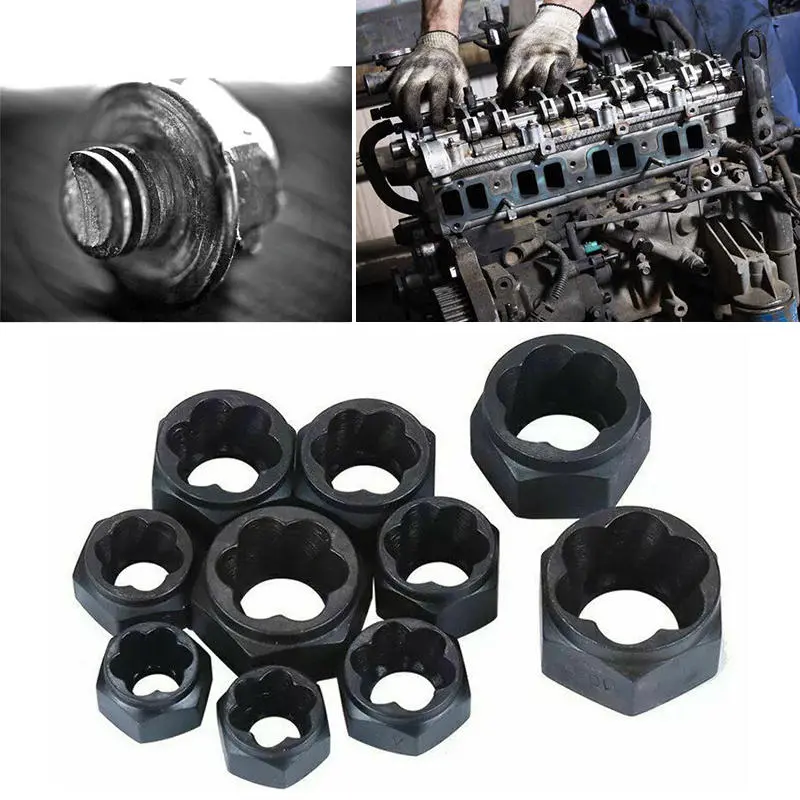 Damaged Nut Bolt Remover Set - 10PCS Screw Extractor for Stripped Broken Studs