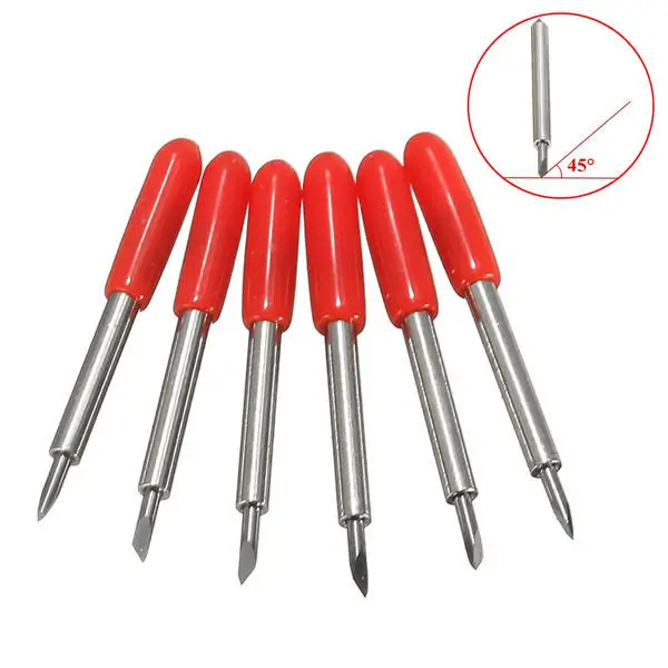 Roland Vinyl Cutter Blades - 6pcs 45 Degree 23x2mm Bits with Holder