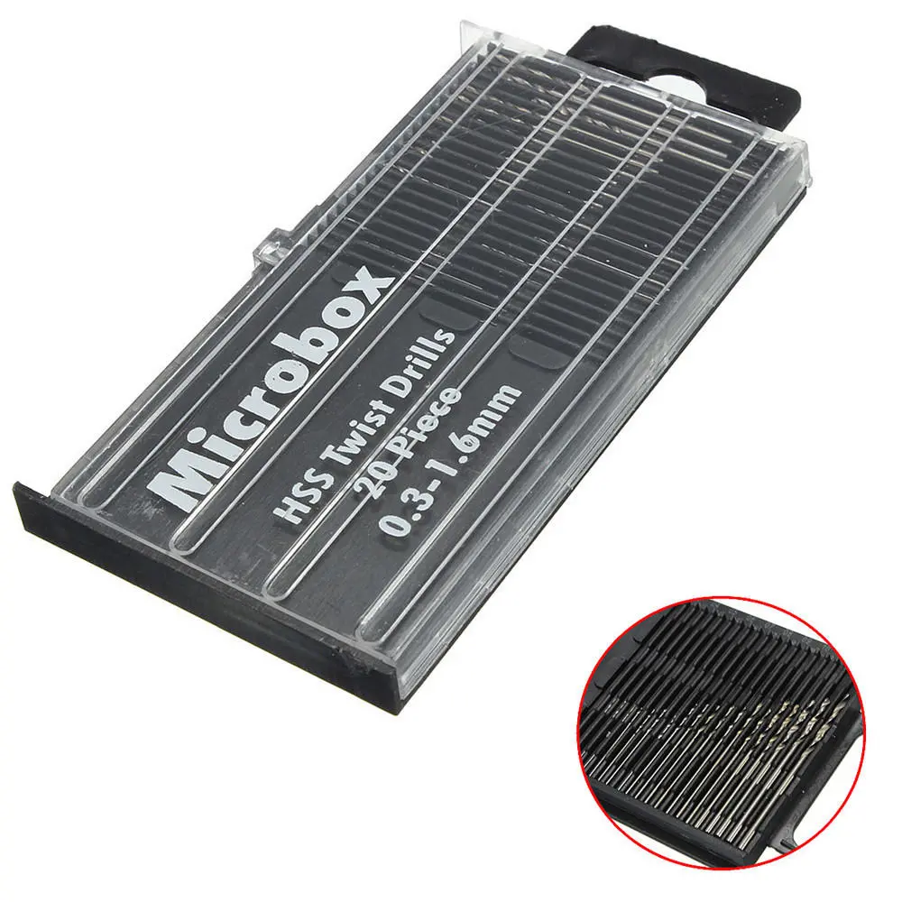 20pcs Micro HSS Twist Drill Bits Set | 0.3-1.6mm Straight Shank