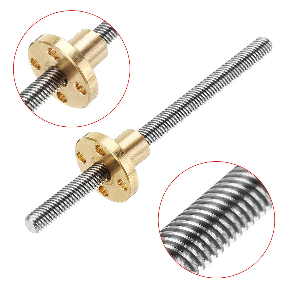 Machifit 100mm T6 Lead Screw | 6mm Thread 1mm Pitch with Flange Copper Nut