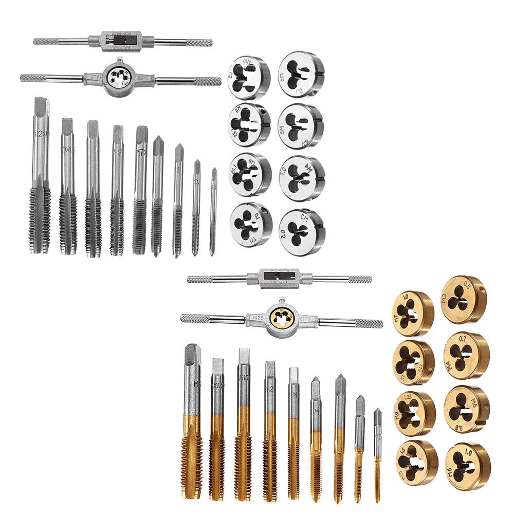 Drillpro 20pcs Alloy Steel Tap and Die Set | M3-M12 Metric Thread Repair Kit