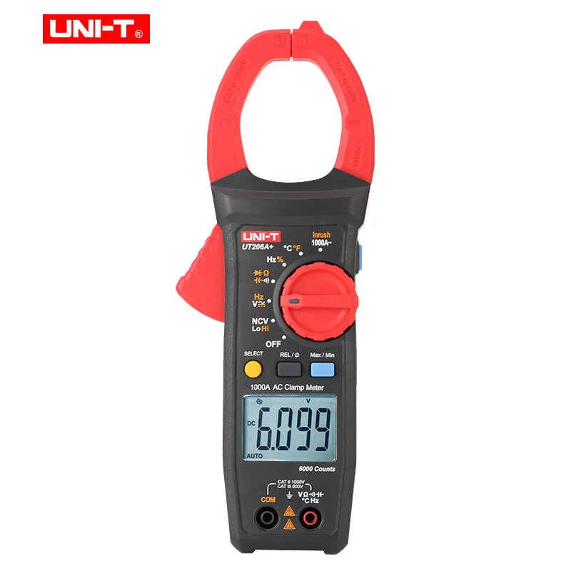 UNI-T UT206A+ Digital Clamp Meter - 1000A AC DC Current & 1000V Voltage Tester