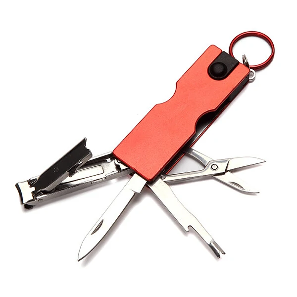 8 in 1 Multitool Keyring - Nail Clippers, File, Cleaner & LED Flashlight