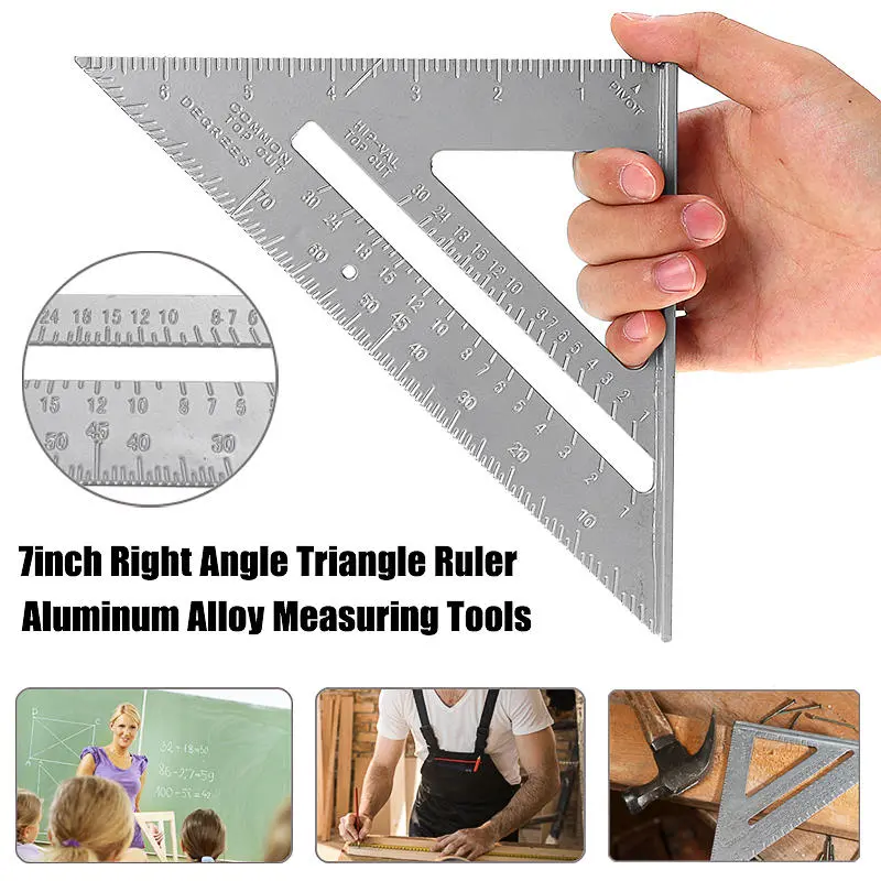7 Inch Aluminum Alloy Triangle Ruler - Metric Woodworking Square & Layout Tool