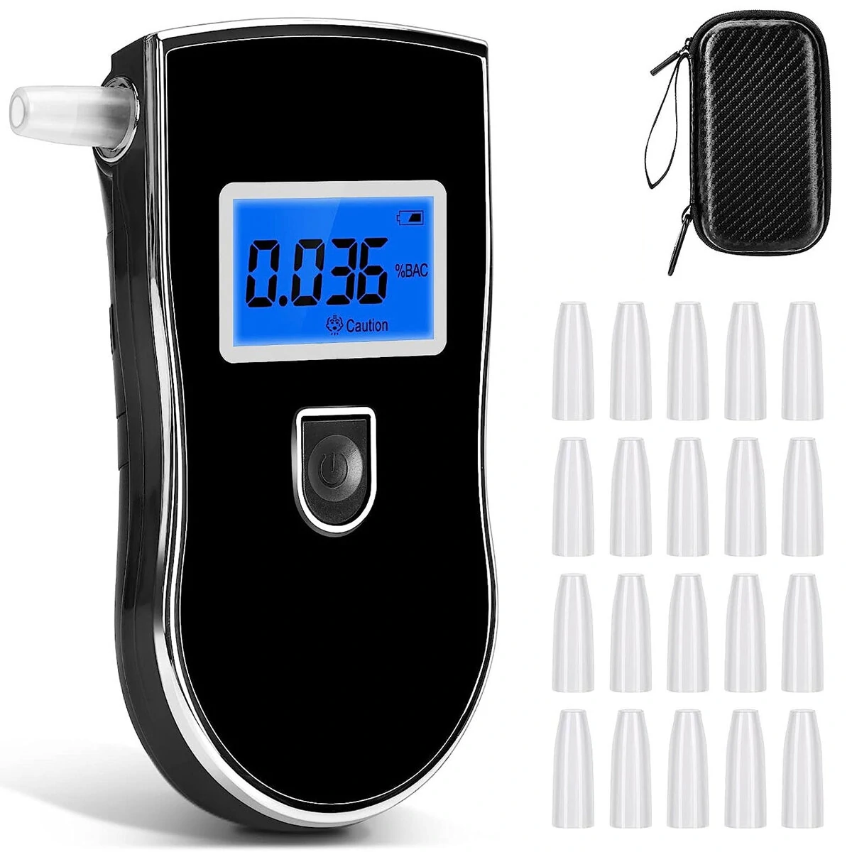 Portable Alcohol Breathalyzer - Professional Grade Accuracy with LCD Screen & 20 Mouthpieces