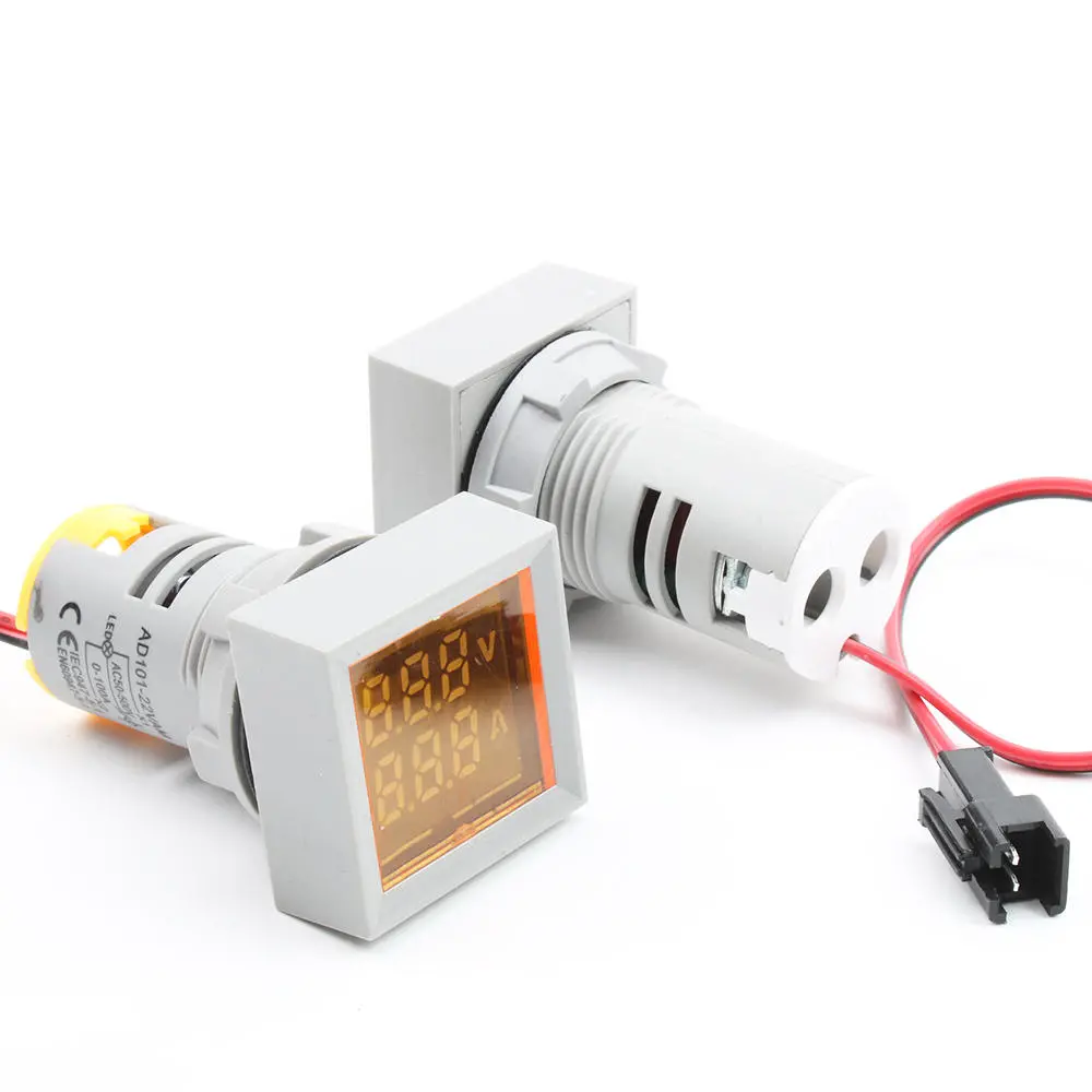 3Pcs 22mm Digital Voltmeter Ammeter - AC 50-500V 0-100A - Dual LED Indicator Light