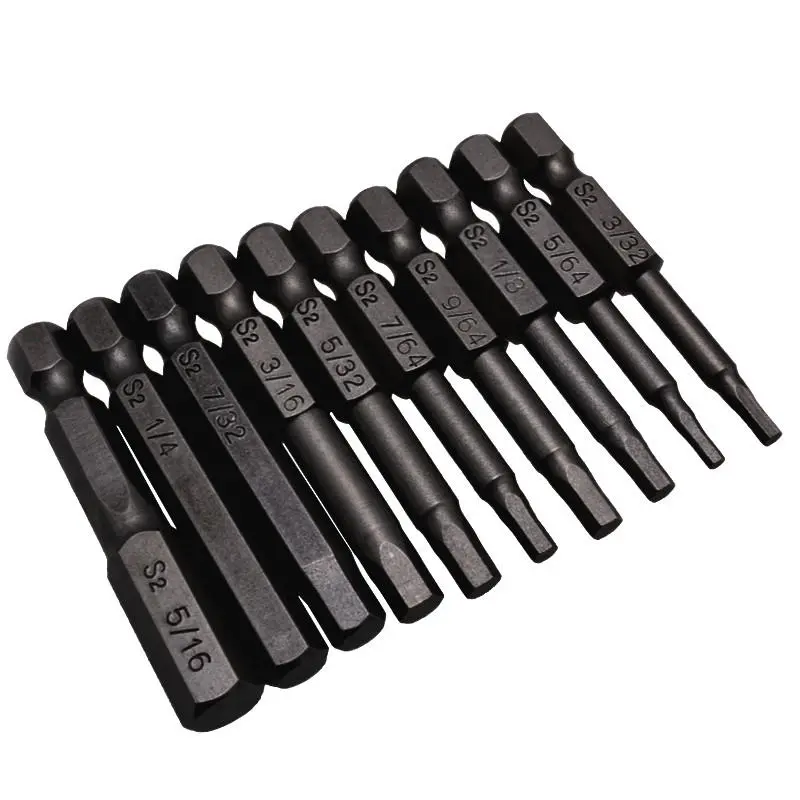 Drillpro 10pc Screwdriver Bit Set | 50mm S2 Steel Hex Head for Drill