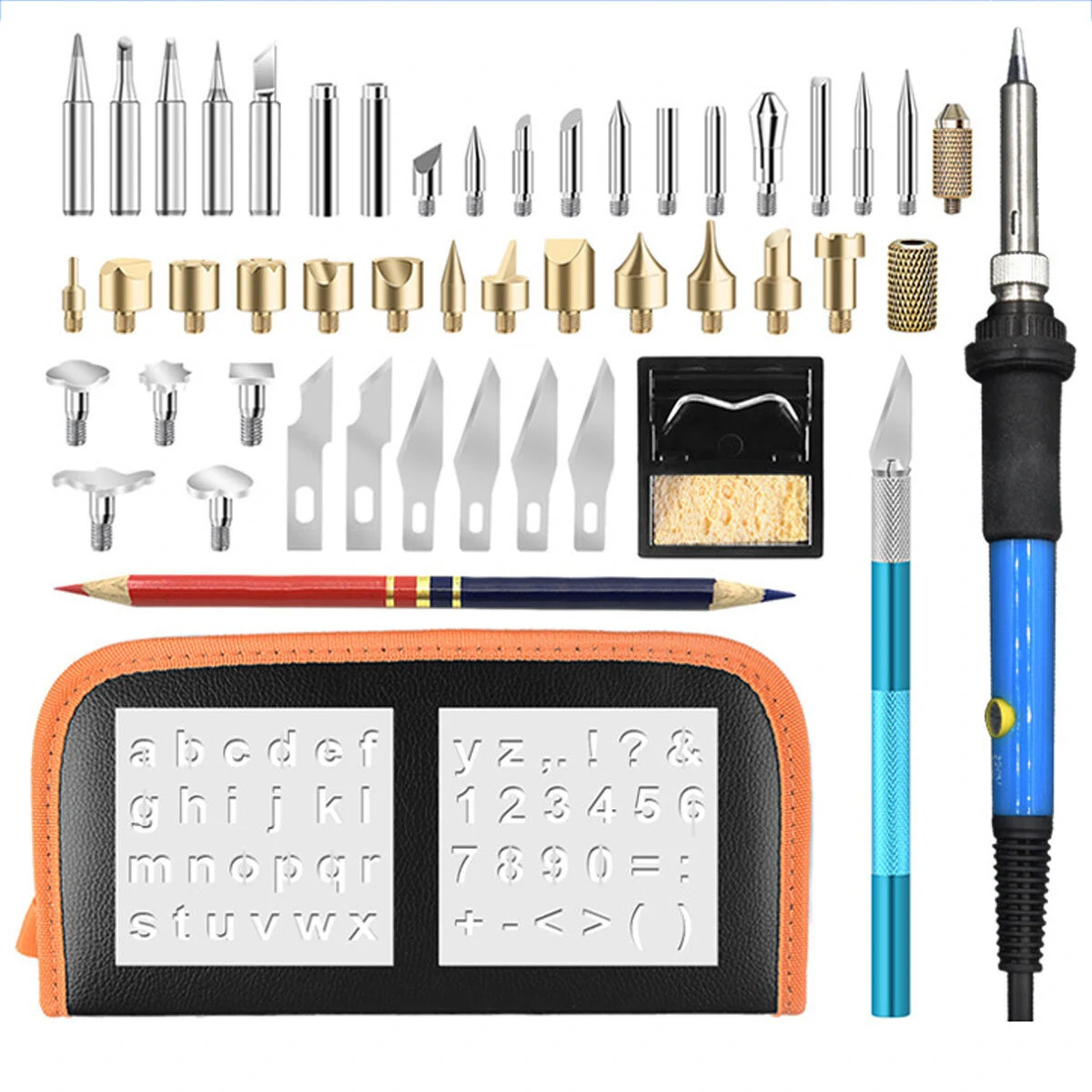 Wood Burning Pen Kit - 60W 52Pcs Pyrography Set with Stencils & Tips | 110V 220V