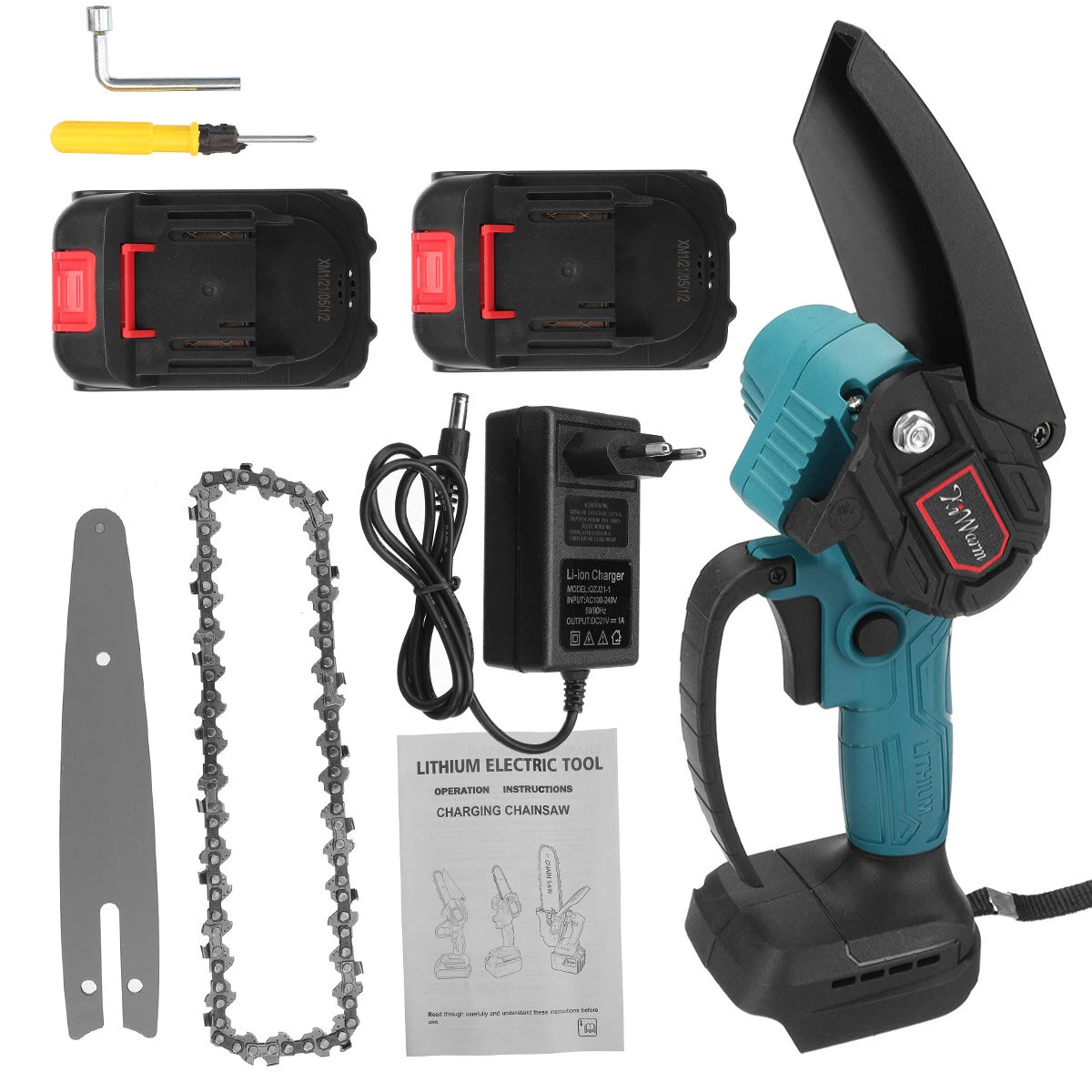 Kiwarm 88VF 6-Inch Rechargeable Chainsaw | One-Hand Cordless Cutter with Digital Display