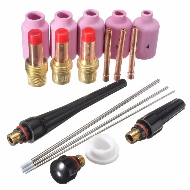 WP-17 WP-18 TIG Welder Torch Kit - 18pcs Cup Collet Body Nozzle & Gas Lens
