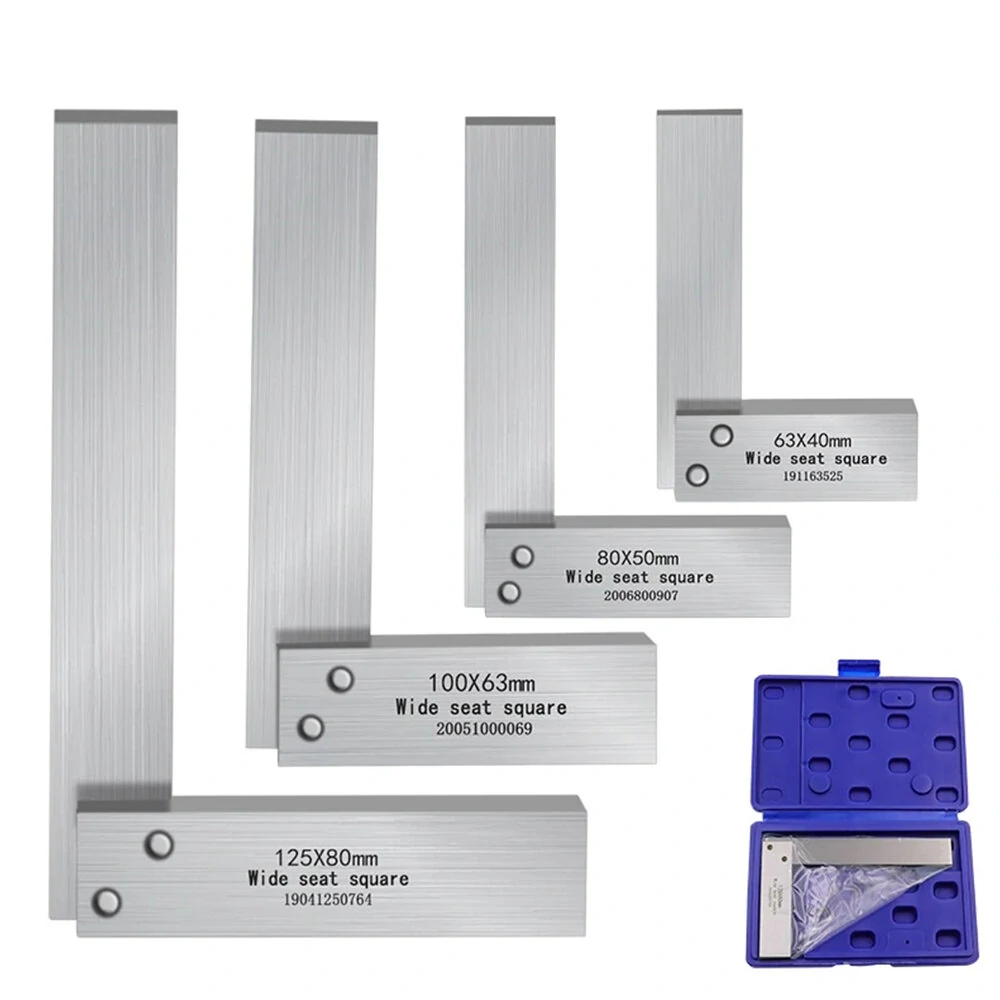 Square L-Shaped Ruler - 90 Degree Angle Ruler | Hardened Steel with Ground Seat | 63x10 80x50 100x60 125x80mm