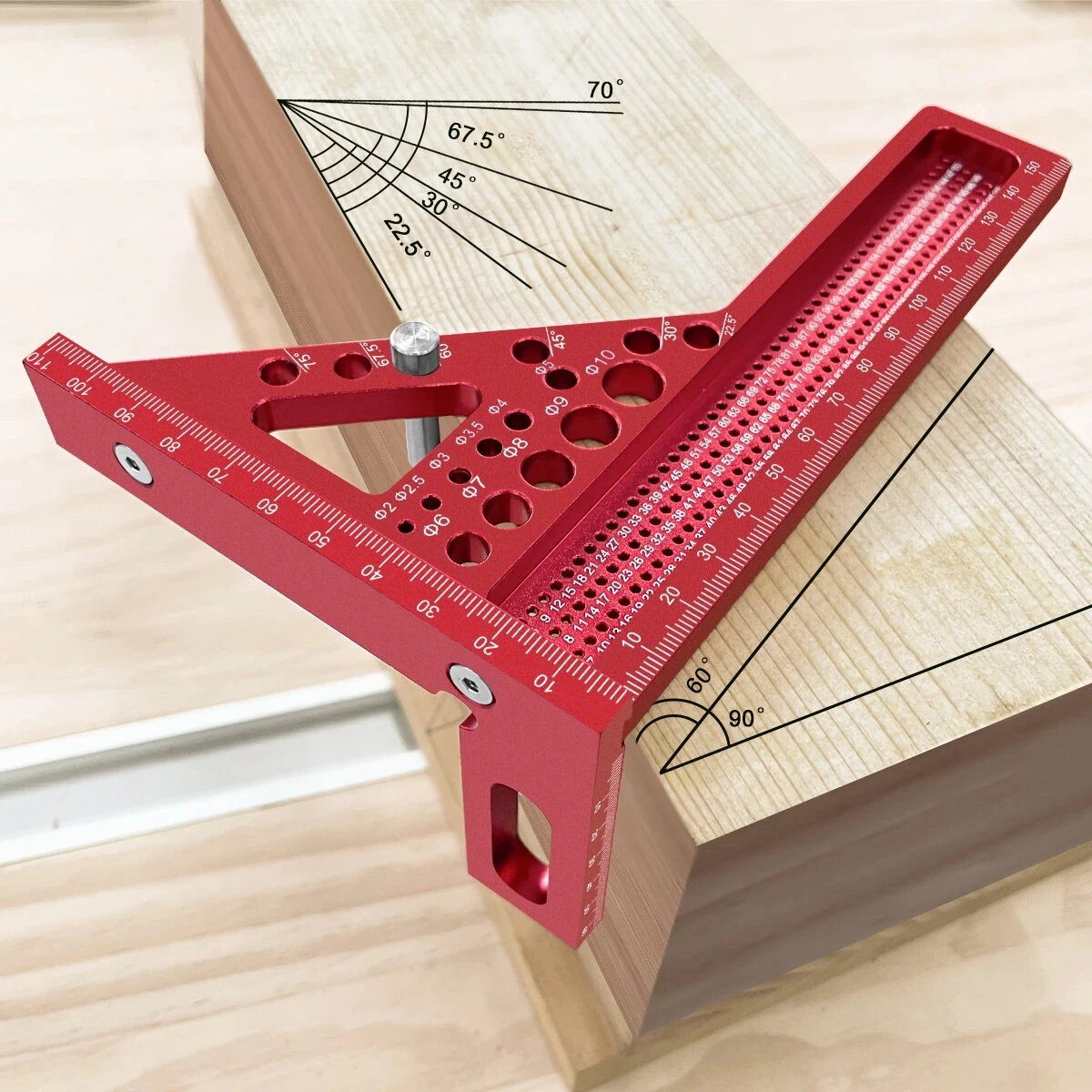 JIGHOLE 3D Multi-Angle Measuring Ruler | Metric Carpenter Woodworking Layout Tool