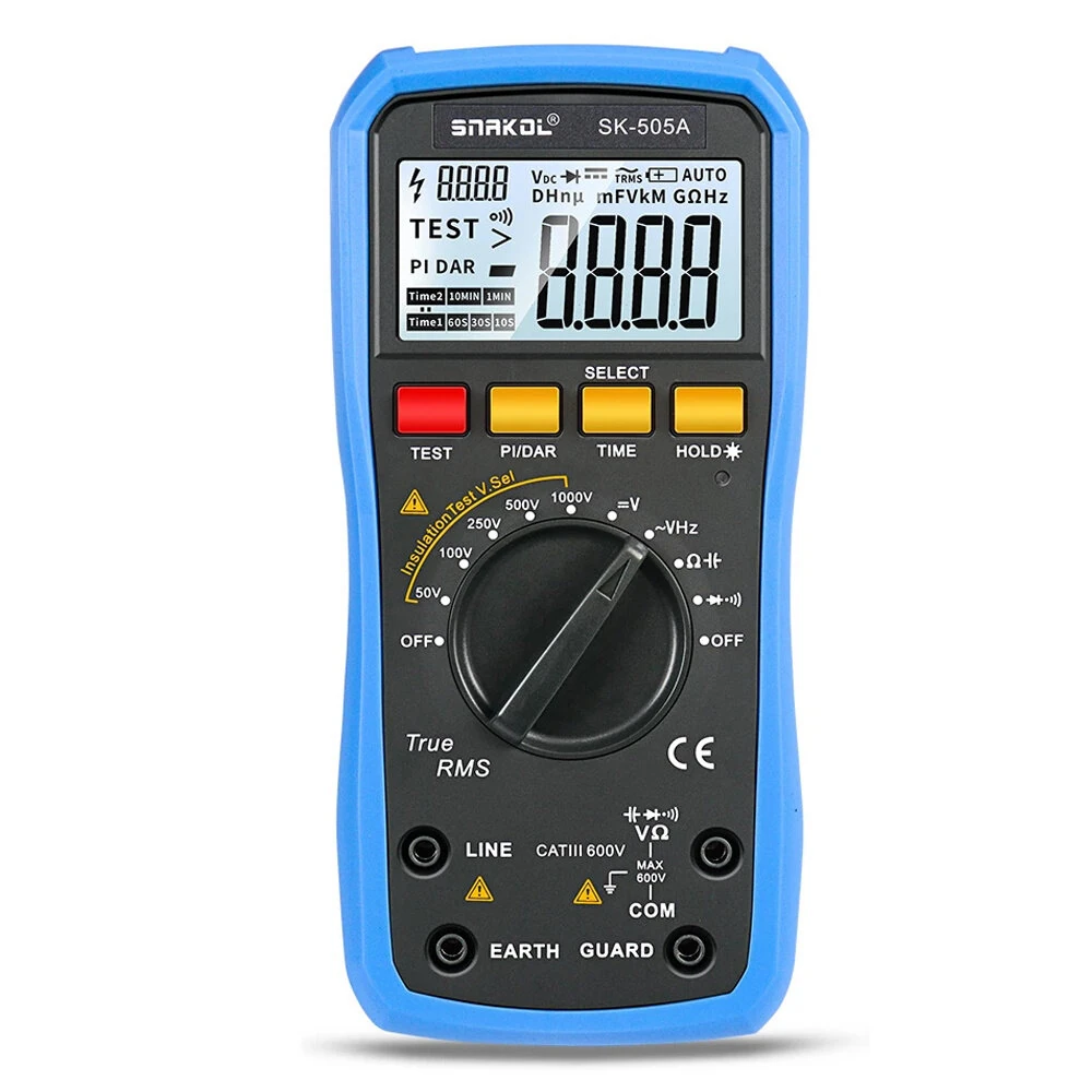 Snakol SK-505A 2in1 Digital Multimeter & 1000V Insulation Tester | Backlit LCD