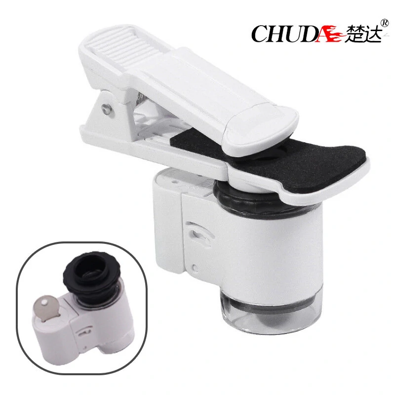 ChuDa 9882AW Mobile Phone Microscope Clip - 45x Magnification with Dual LED & UV Light