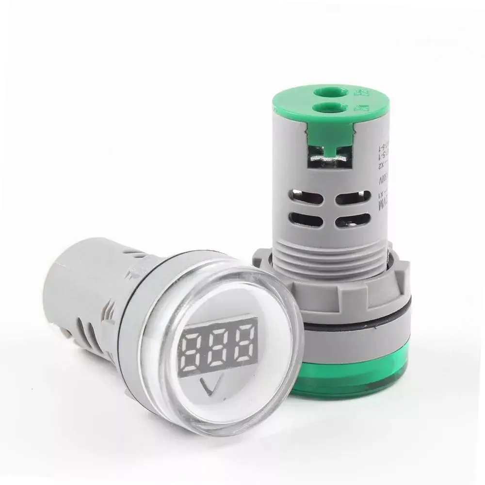 3Pcs AD16-22DSV Mini AC Voltmeter | 22MM 110V/220V LED Indicator Light - Green