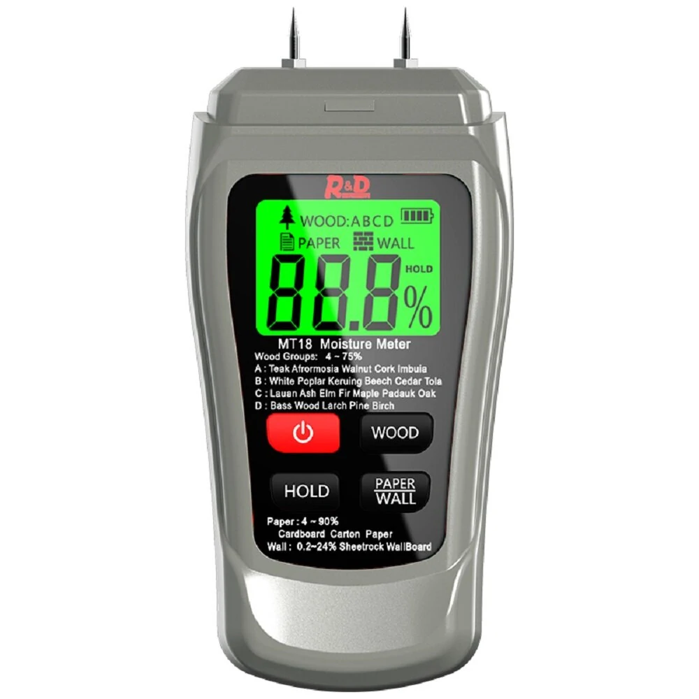 Wood Moisture Meter - Digital Needle Display for Wood, Cardboard & Walls