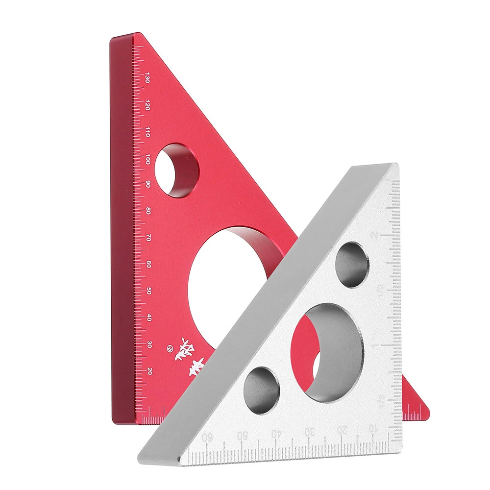 Drillpro 90 Degree Aluminum Ruler - Metric & Inch Woodworking Triangle Ruler