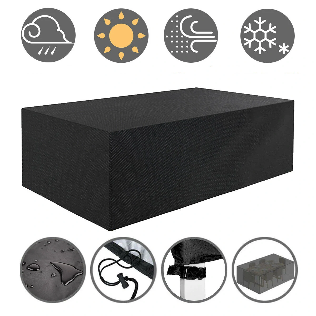 420D Waterproof Patio Furniture Cover - 242x162x100cm Table & Chair Protector