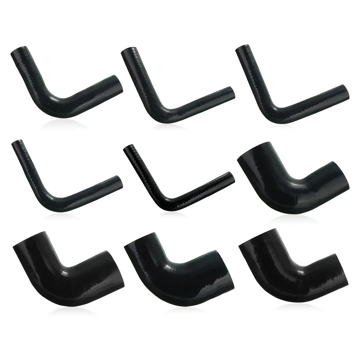 Black 150mm Silicone Turbo Coolant Hose - 90 Degree Vacuum Tube