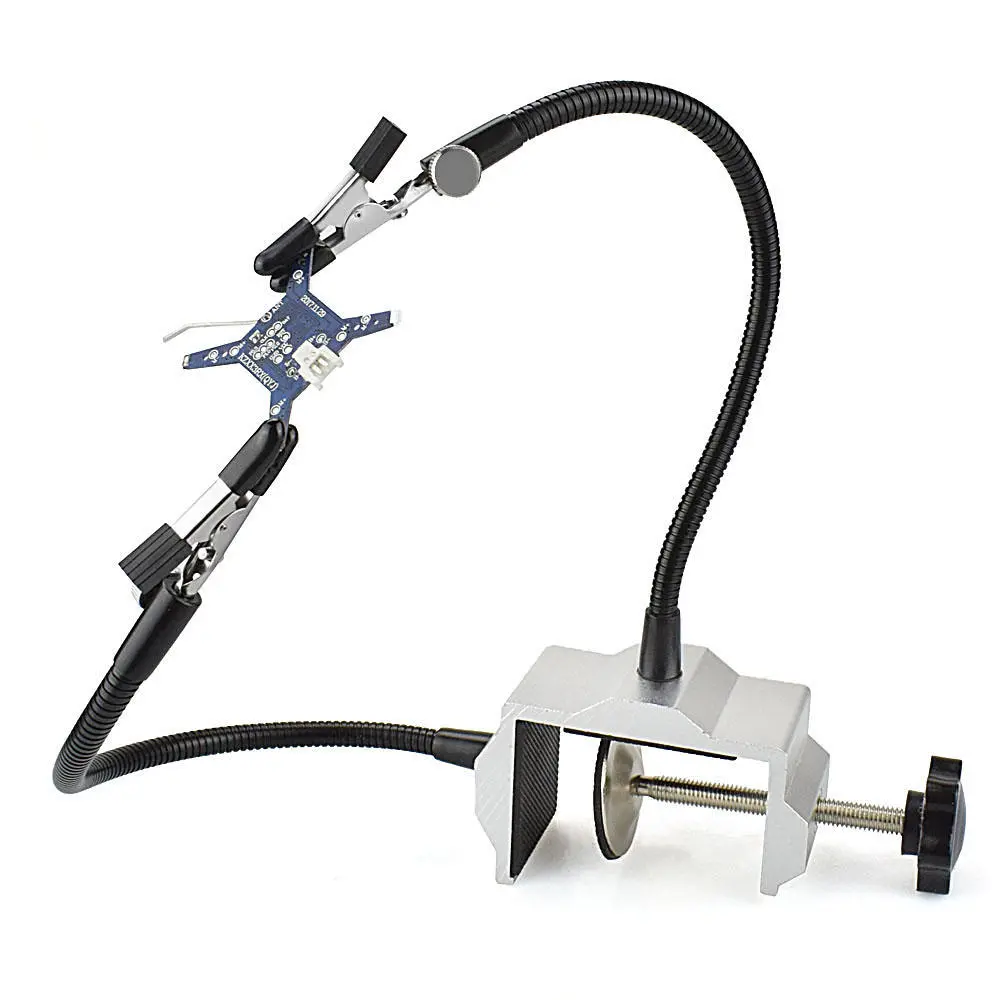 Newacalox Bench Vise & Soldering Station | Aluminum Table Clamp with 2 Flexible Arms & PCB Fixture