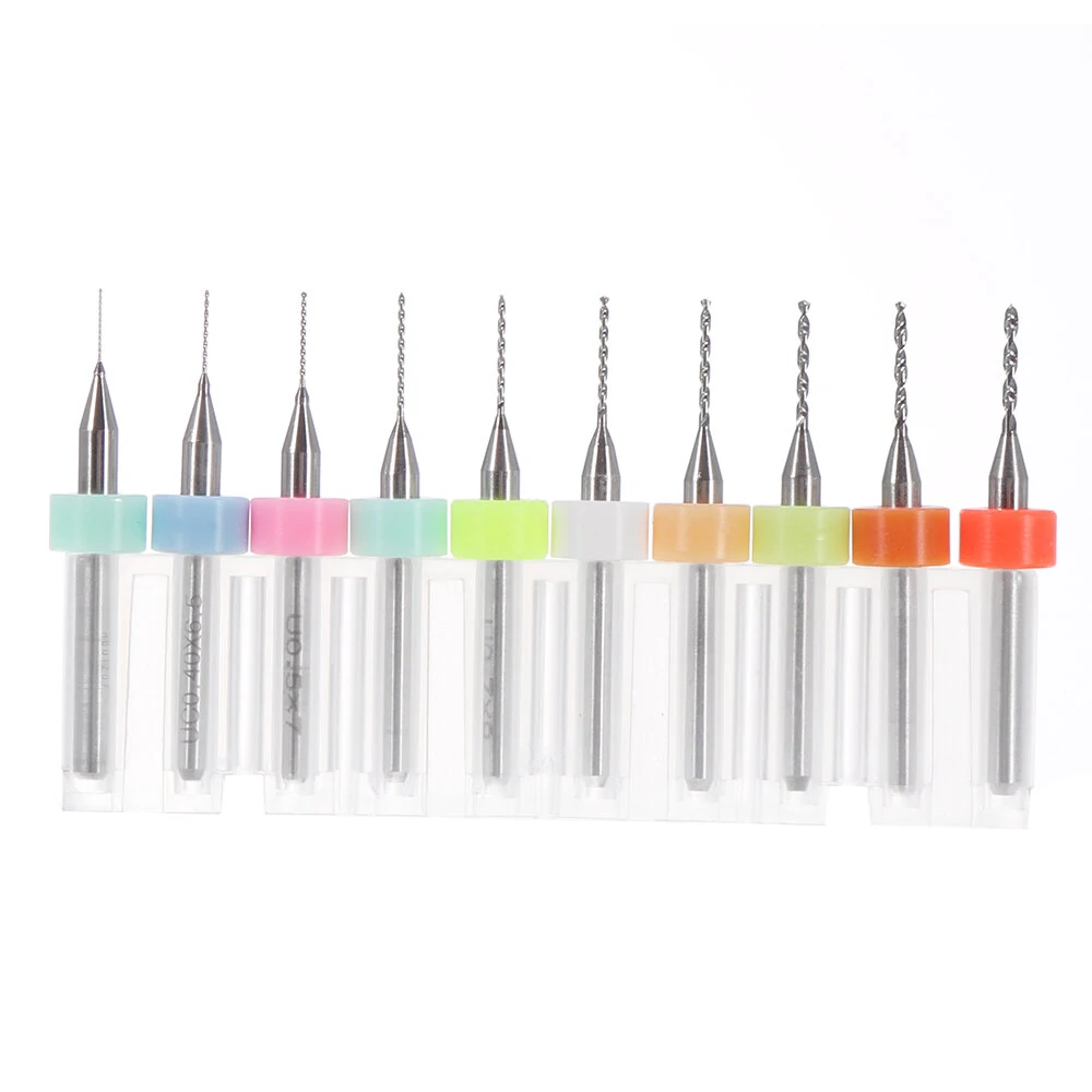 Drillpro DB-P1 Tungsten Steel PCB Drill Bits - 10pcs CNC Alloy Set for Circuit Boards