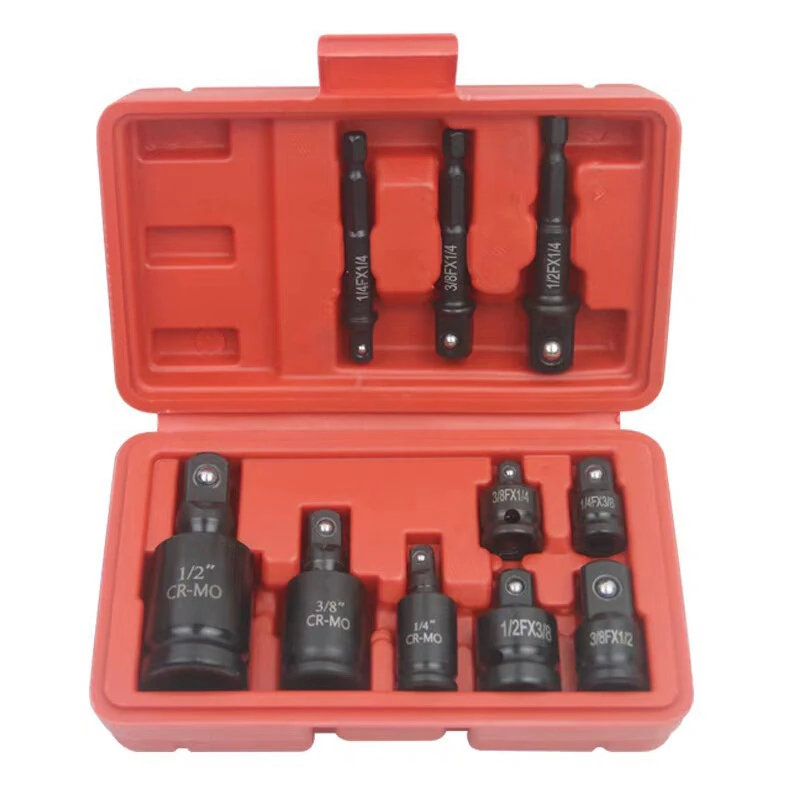 Socket Adapter Set - Chrome Molybdenum Steel - Impact Driver & Ratchet Tool - Black Oxide Finish - 6pc
