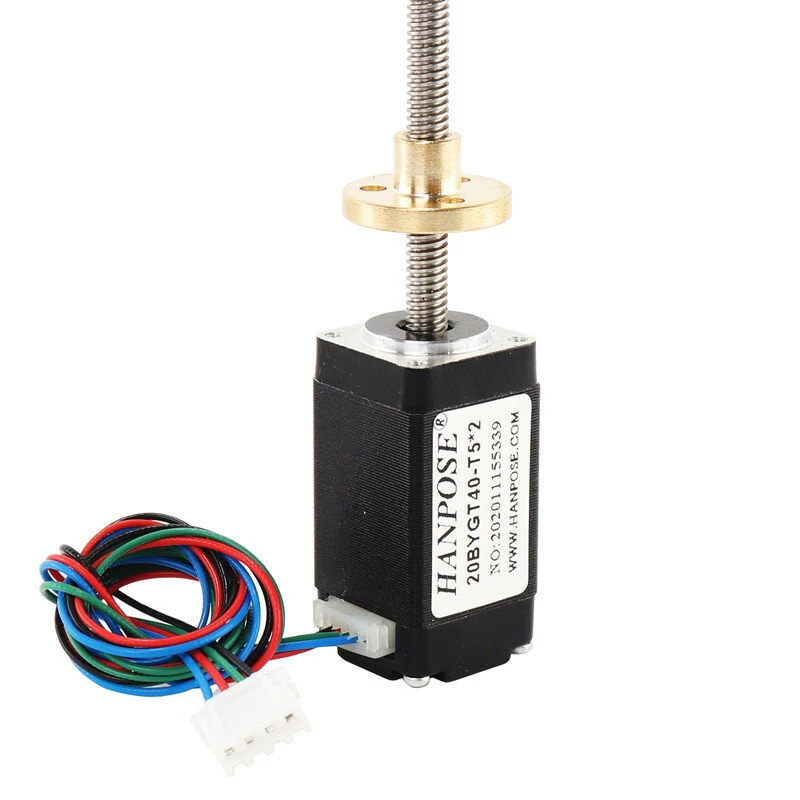 HANPOSE High-Precision Linear Stepper Motor | 20 Integrated Screw T5 Copper Nut Set | 24-50mm