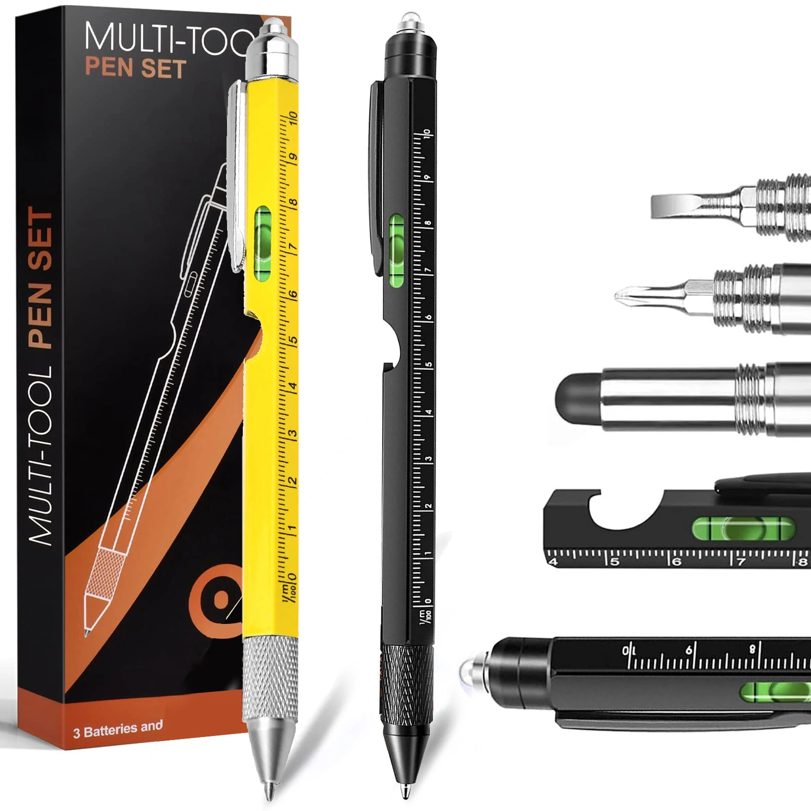 9-in-1 Multi-Tool Stylus Pen - Aluminum with LED Light, Screwdrivers & Bottle Opener