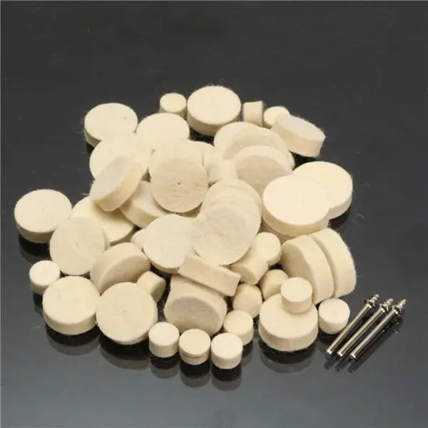 60pcs Felt Polishing Wheel Buffer Pad Kit - 3 Mandrels for Rotary Tools