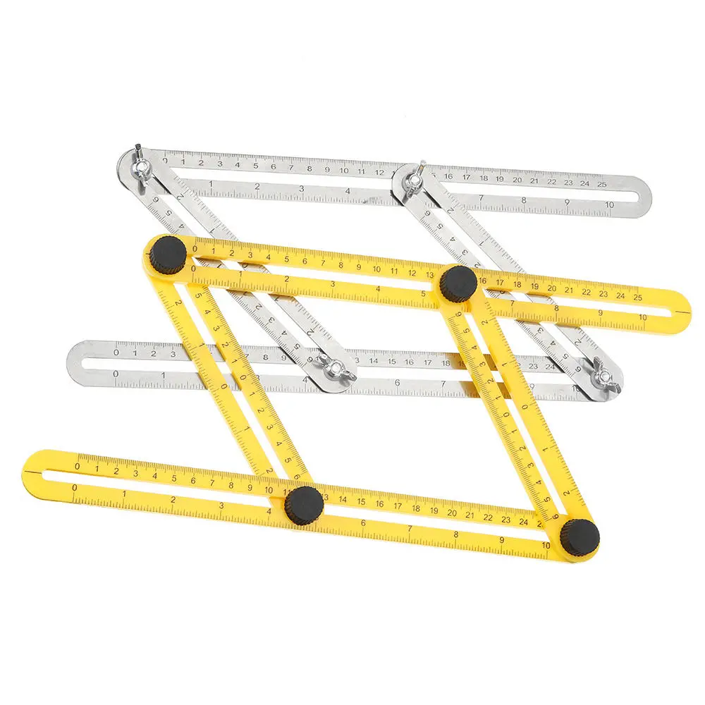 ABS & Stainless Steel Multi-Angle Folding Ruler - Flexible 4-Side Parallel Ruler