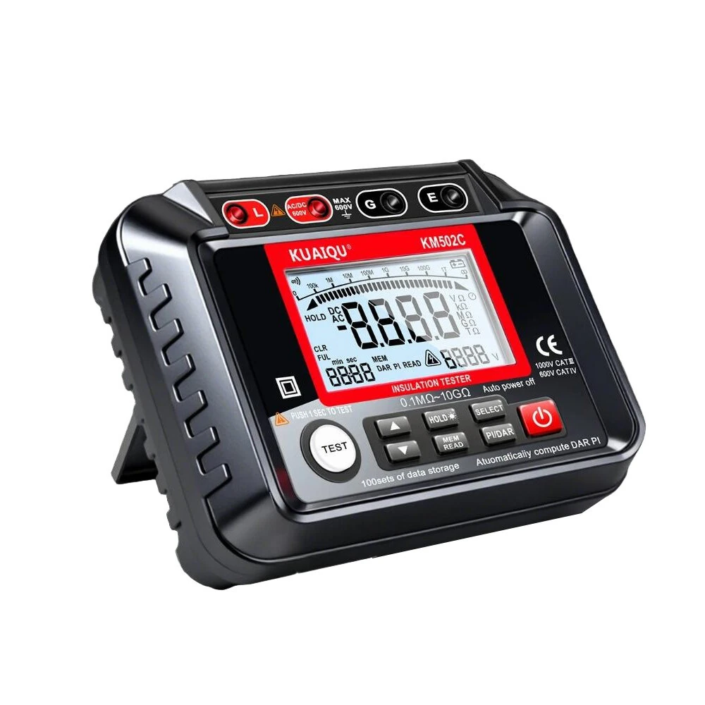 KUAIQU KM502C Insulation Resistance Tester | 1000V 20GΩ Megohmmeter - Auto Discharge & Backlit Screen