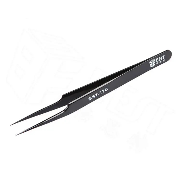 BEST BST-17C Anti-Magnetic Tweezers | 302 Stainless Steel Clamp & Precision Tip