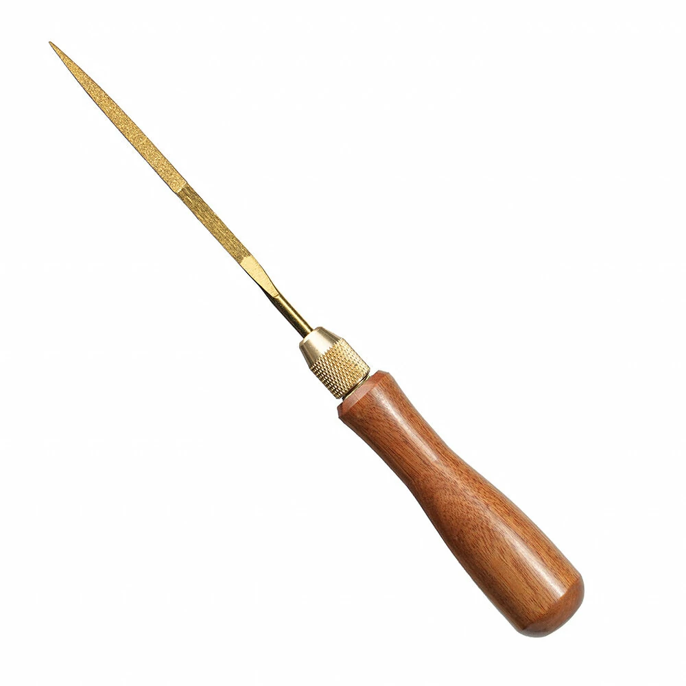 Heavy-Duty Gold-Plated Diamond File - Solid Wood Handle - Lightweight Compact Design