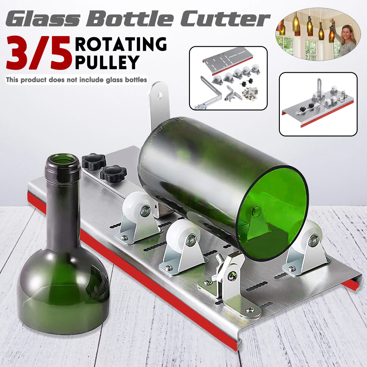 DIY Glass Bottle Cutter Machine - 3/5 Pulley Tool for Jar Recycling & Crafts