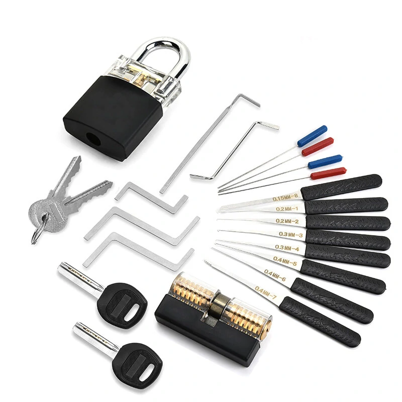 Lock Pick Set with Practice Lock & Tension Wrench - Locksmith Hand Tools