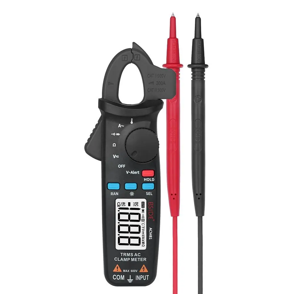BSIDE ACM81 TRMS Clamp Meter | Auto-Ranging Digital Multimeter | AC/DC Voltage & Current Tester
