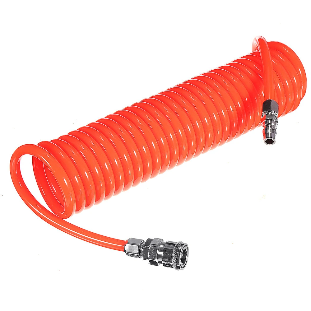 PU Spiral Air Hose 6.5mm ID x 15M | 1/4 Inch Quick Coupler & Bend Restrictor