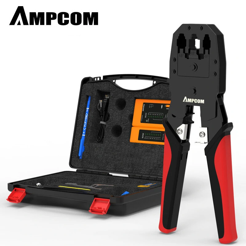 AMPCOM Network Cable Pliers Set - 8P6P Crimping Tool with Cable Tester