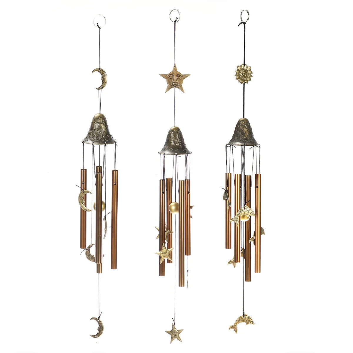 Wind Chimes Bell Pipe - Feng Shui Organ Decor - Star Moon Dolphin Design