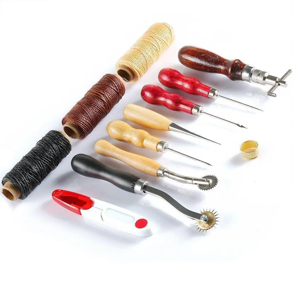 13Pcs Leather Craft Tool Set - Hand Stitching & Stamping Sewing Tools