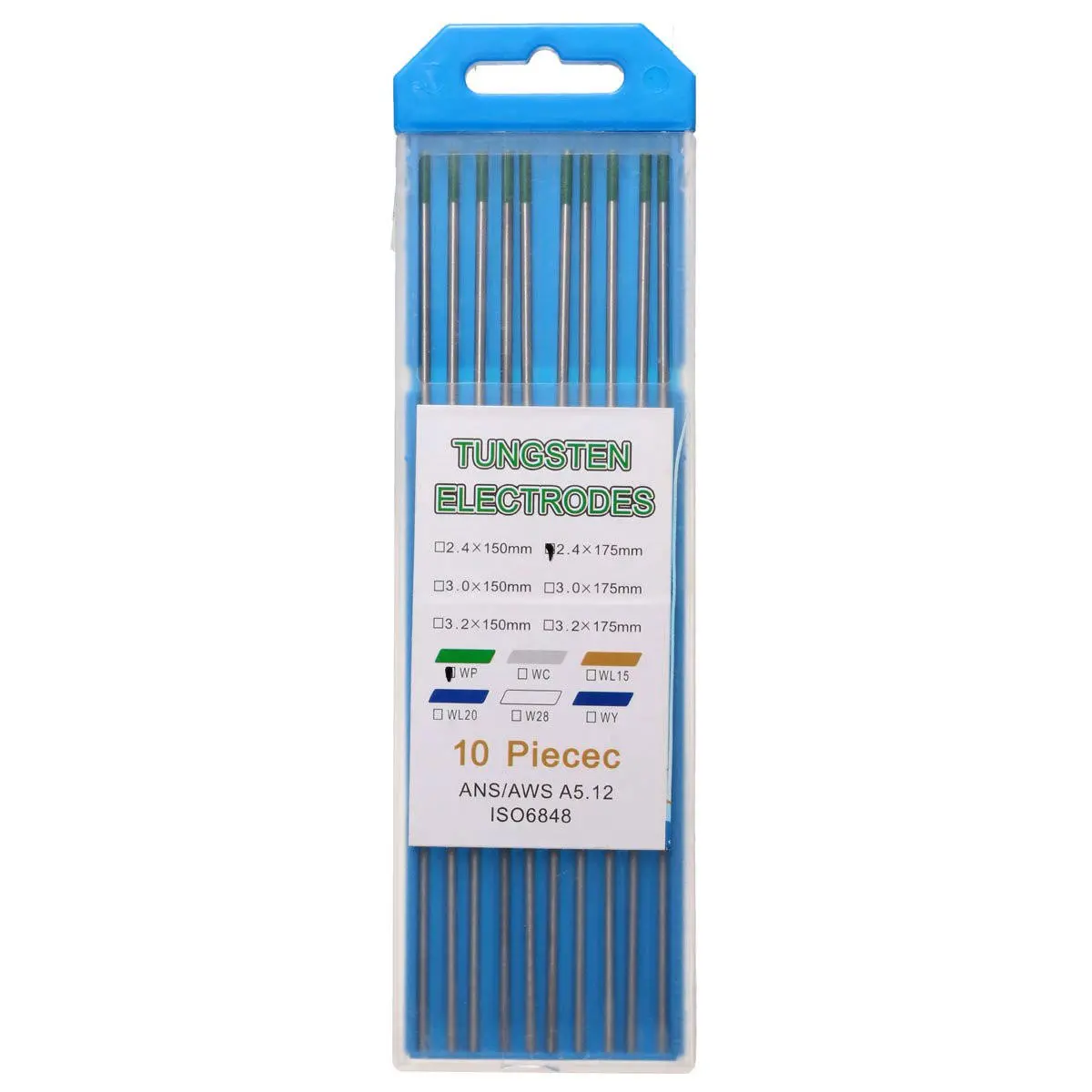 10Pcs WP Green Tungsten Electrode 175x2.4mm Welding Rods