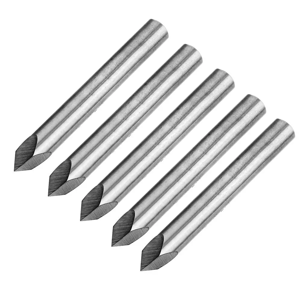 5pcs Tungsten Steel Engraving Bits - 6mm Shank 0.1mm Tip 60 Degree CNC Tool